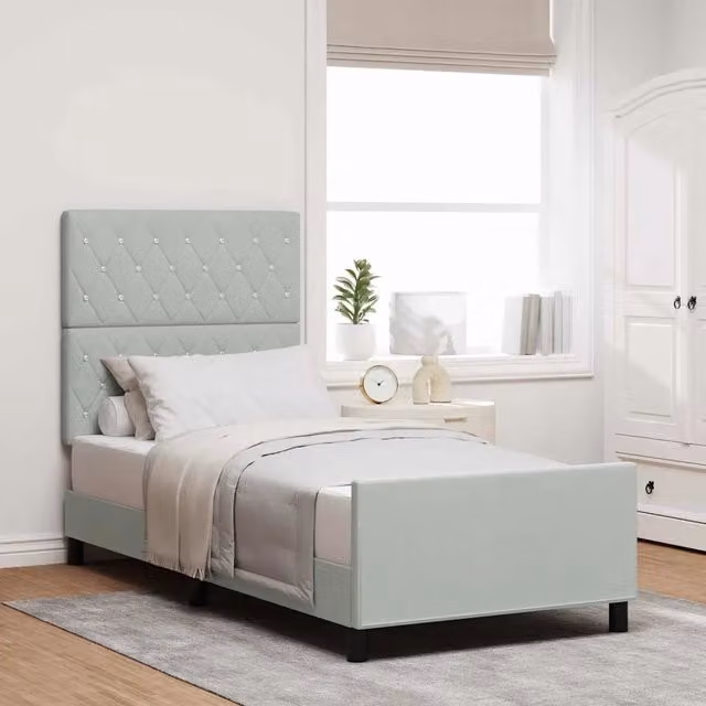 Letto a molle con testiera in velluto grigio vidaXL L/P/H: 190 x 90 x 93 cm
