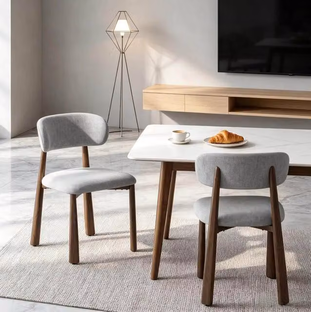 Set da 2 Sedie da Pranzo Grigie con Schienale Imbottito e Telaio in Metallo, Design Ergonomico