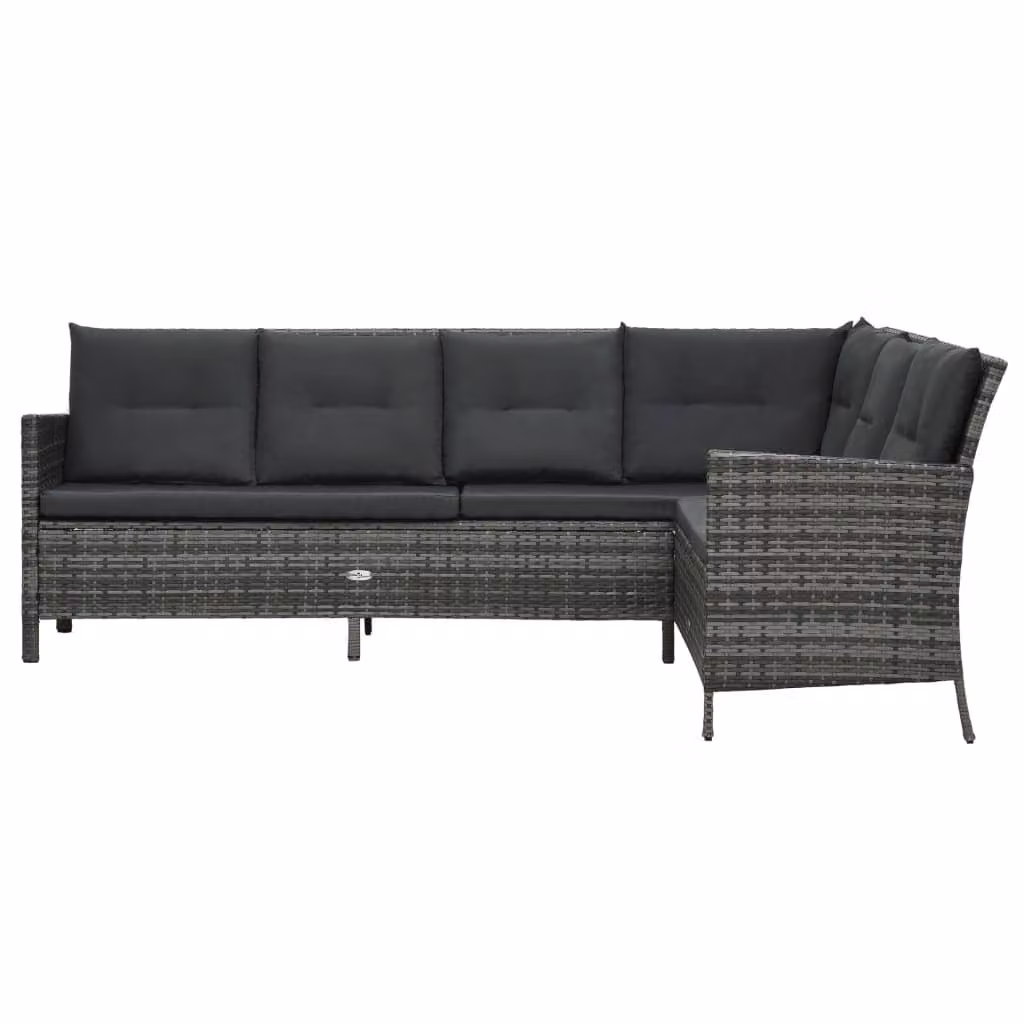 Set Divani da Giardino 3 pz con Cuscini in Polyrattan Grigio