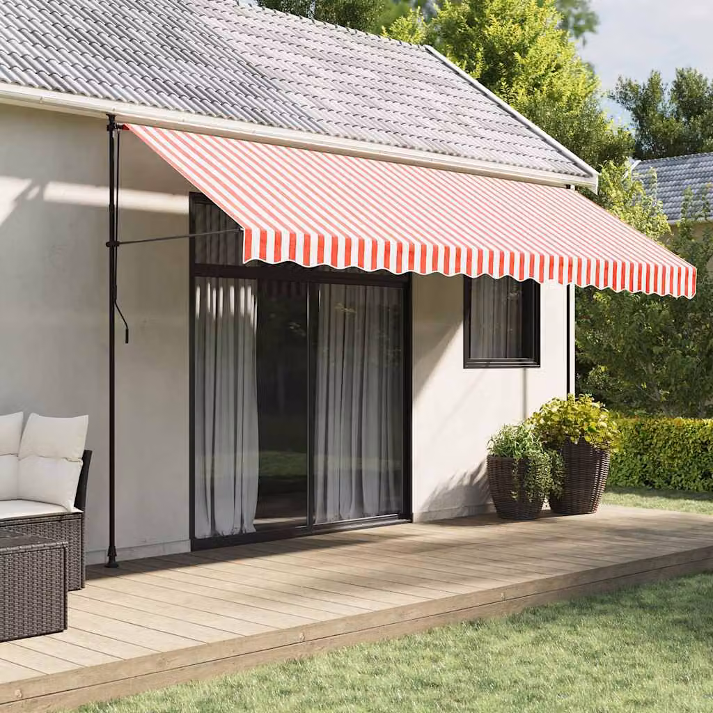 Tessuto di ricambio per tenda da sole vidaXL in poliestere, rosso e bianco, L: 450 cm, P: 300 cm