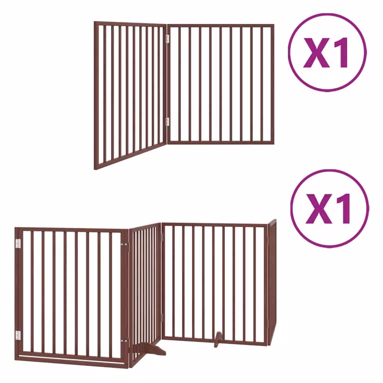 Cancello Cani Porta Pieghevole Marrone 6 Pannelli 480cm Pioppo