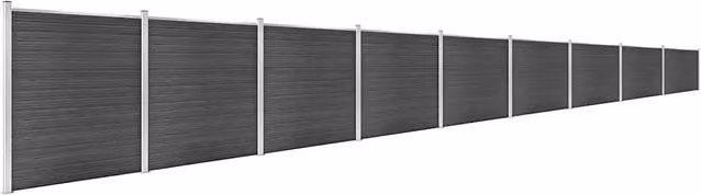 Set di pannelli per recinzione in WPC e alluminio vidaXL, colore nero, L: 1564 cm, H: 186 cm