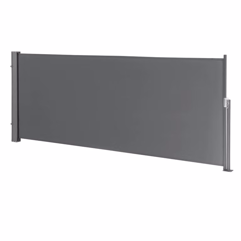 In And OutdoorMatch Parabrezza Jamorca - Tenda laterale estensibile - 300 x 120 cm - Antracite e grigio - Acciaio e tessuto