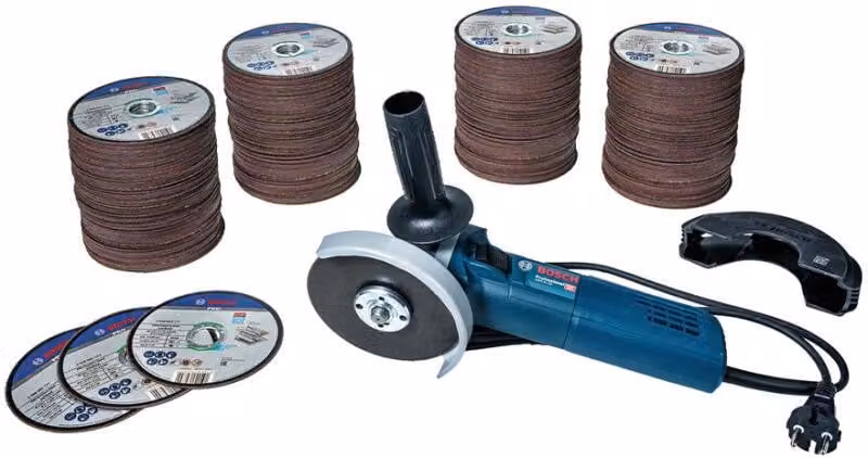 Smerigliatrice angolare GWS 9-125 / 900 W + disco da taglio in acciaio inossidabile 125 x 1,0 x 22,2 mm (400 pezzi) - BOSCH - 061599767T