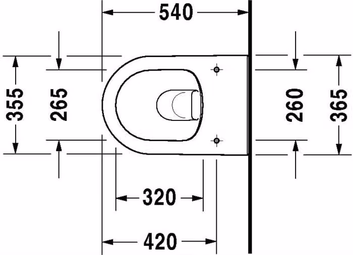 WC sospeso Duravit RIMLESS DARLING NEW profondo, 370 x 540 mm HygieneGlaze bianco