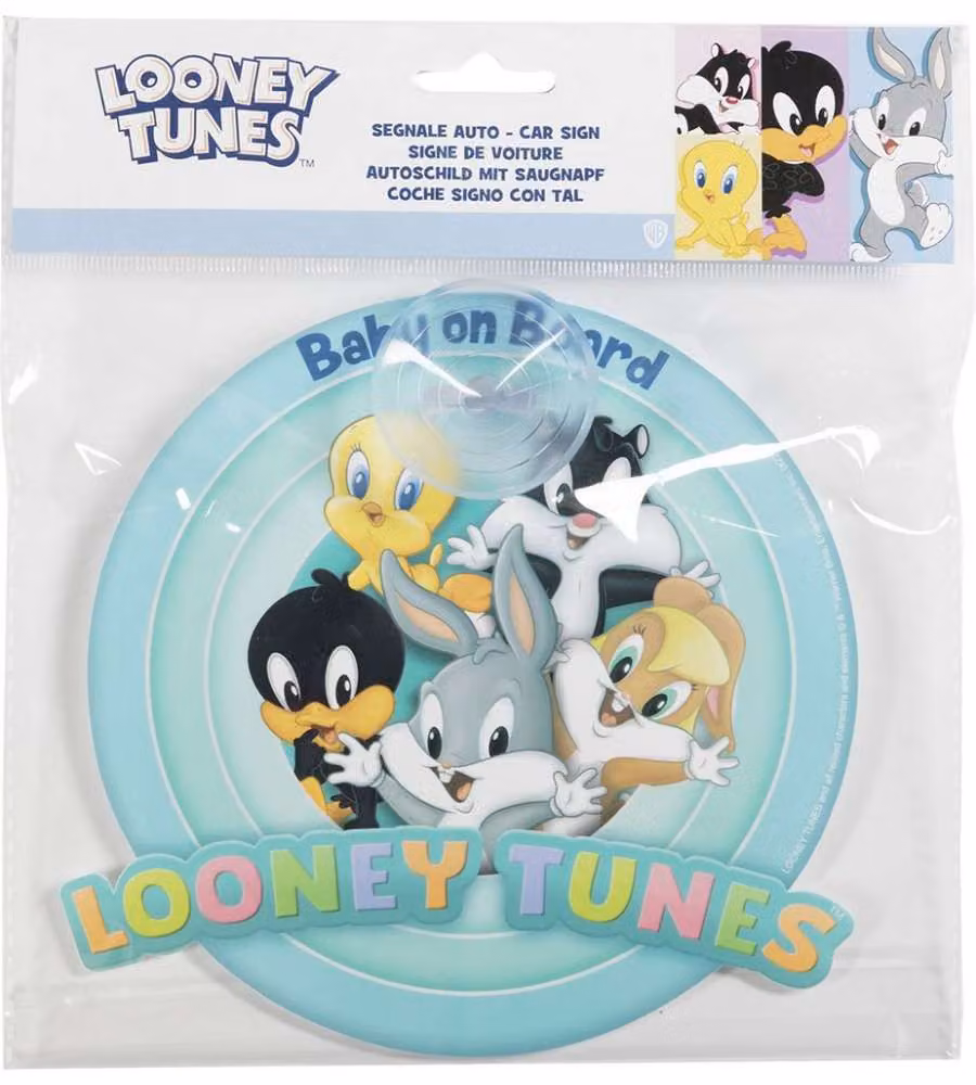 Cartello bimbo a bordo a ventosa con grafiche WB Looney Tunes