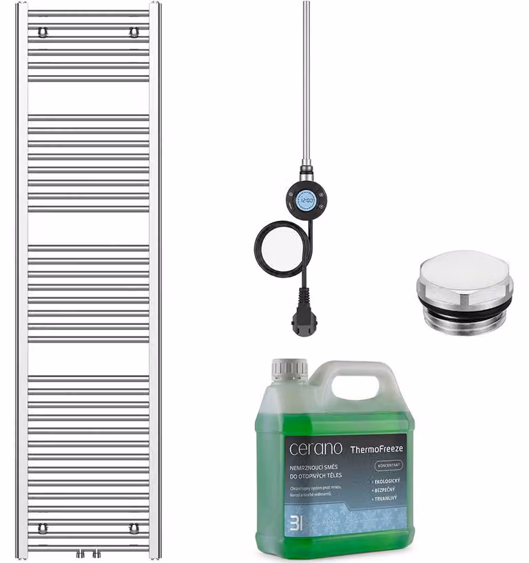Set di radiatori elettrici da bagno Benito - Wi-Fi - 600W - cromo - 1700x450 mm