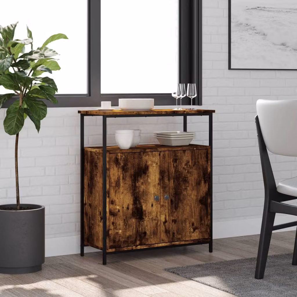 Credenza vidaXL in legno multistrato color rovere fumo L: 70 cm, P: 30 cm, H: 80 cm