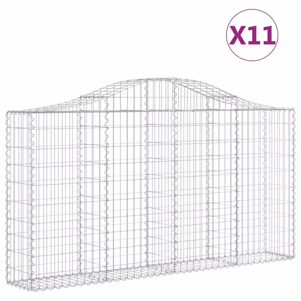 Set di 11 Cesti Gabbioni ad Arco Videx in Acciaio Zincato Colore Argento L: 200 cm, P: 30 cm, H: 100/120 cm – 2