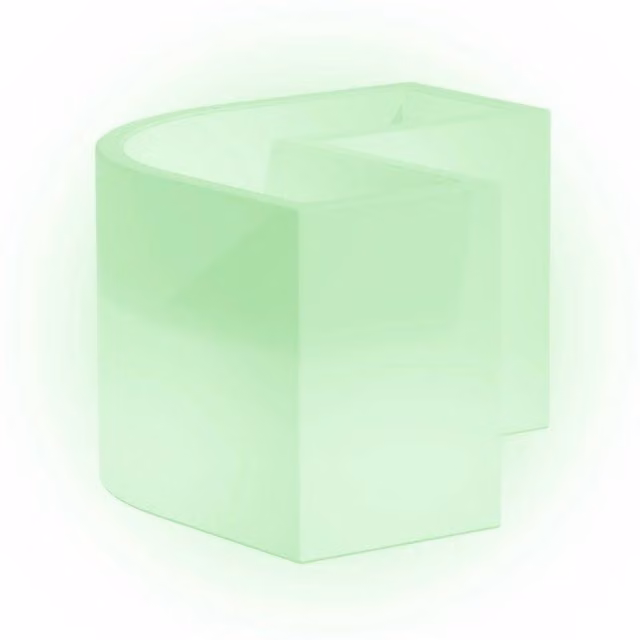 Vaso Fioriera luminosa angolare moderna di design 160x35 H50 in polimero resistente con LED verde per interno ed esterno - Made in Italy - Monacis