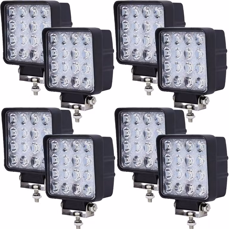 Greenmigo 8x 48W LED fari da lavoro 4320LM fari ausiliari LED fari IP67 offroad impermeabile proiettori 12V 24V [classe energetica A+++]