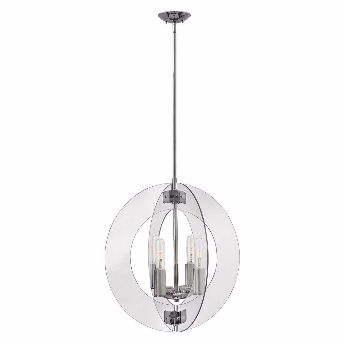 Lampada a sospensione Solstice, cromo lucido, 4xE27x100W, metallo, dimensioni: 162,6x63x63 cm, IP20, Hinkley