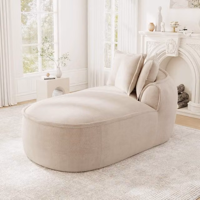 Chaise longue destra modulare 164 cm; 2 moduli senza struttura; seduta profonda 122 cm; ciniglia tortora chiaro