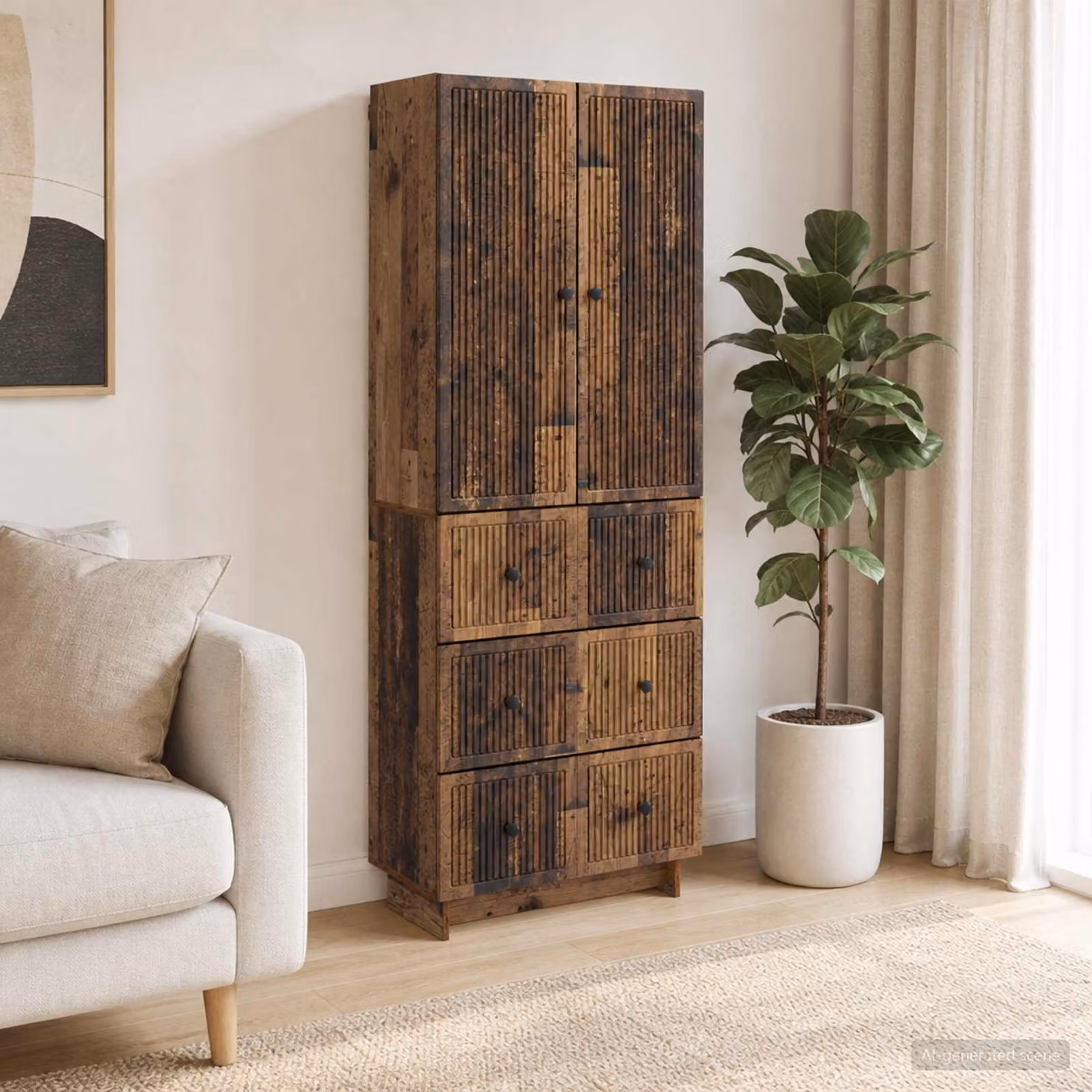 Set di 2 armadi da parete vidaXL in legno e MDF marrone stile rustico con ripiani e cassetti L/P/H: 90,0 x 34,5 x 66,0 cm