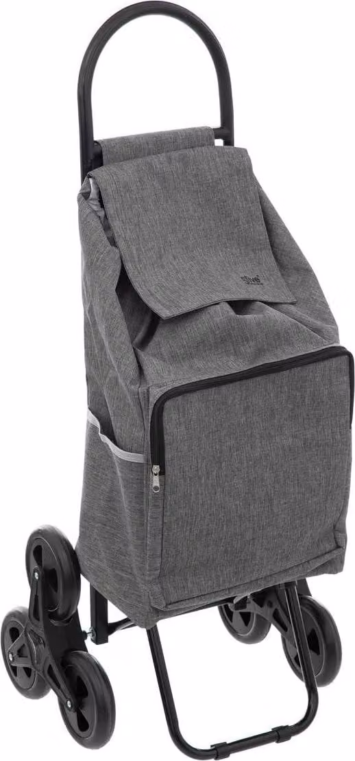 Carrello per la spesa con 6 ruote in metallo, altezza 99 cm, dimensioni 43 x 36 cm, ideale per l'uso su scale