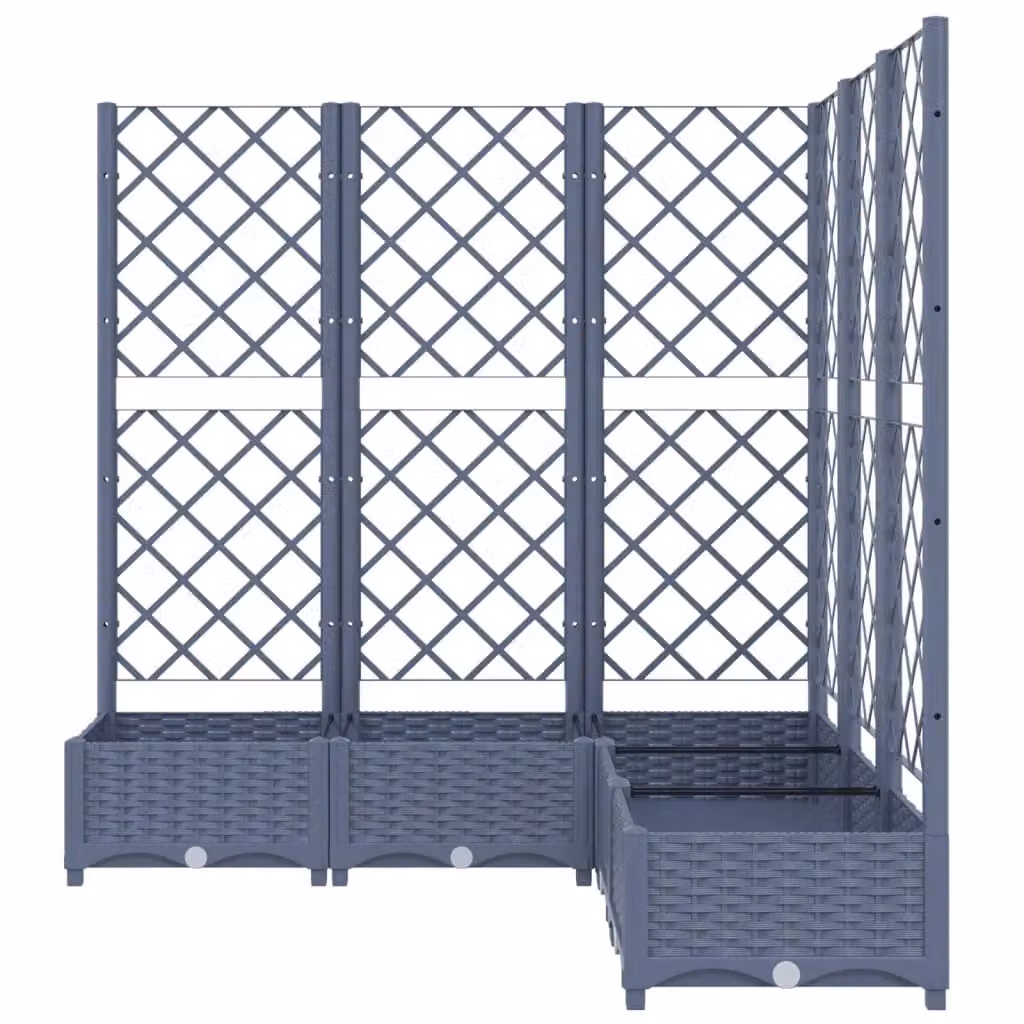 Fioriera rialzata con traliccio per piante rampicanti in plastica, grigio o blu, L 120 cm x P 120 cm x H 121,5 cm – 2
