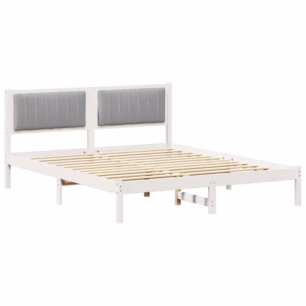 Letto moderno vidaXL con testiera rivestita in tessuto grigio, L/P/H: 150 x 200 x 85,5 cm – 2