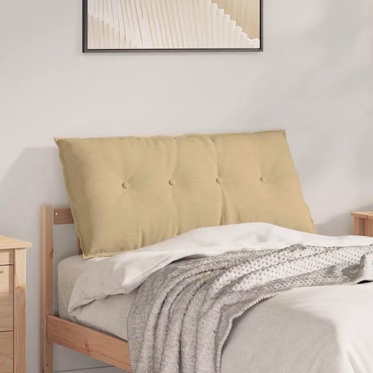 Cuscino per schiena vidaXL in tessuto a coste, Grigio Verde Beige, L: 100 cm, P: 50 cm