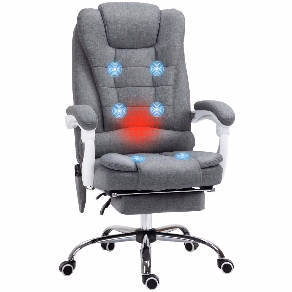 Poltrona da ufficio executive Zephmum con massaggio e riscaldamento, grigia, L: 70 cm, P: 70 cm, H: 120 cm – 2