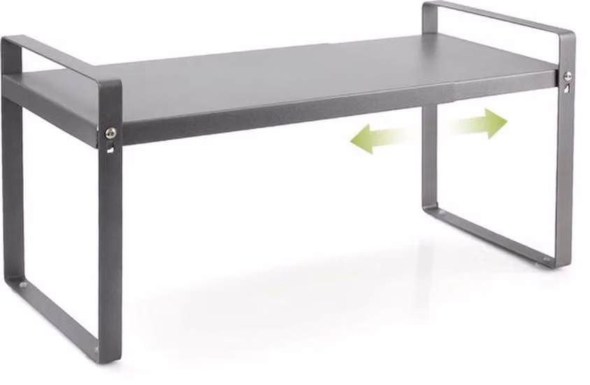 Azomor Scaffale da cucina espandibile in metallo per armadio e piano di lavoro, colore grigio