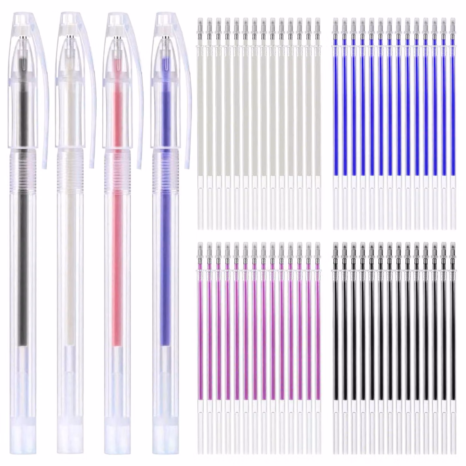 60 pennarelli per tessuti + 4 astucci, cancellabili con il calore, 4 colori