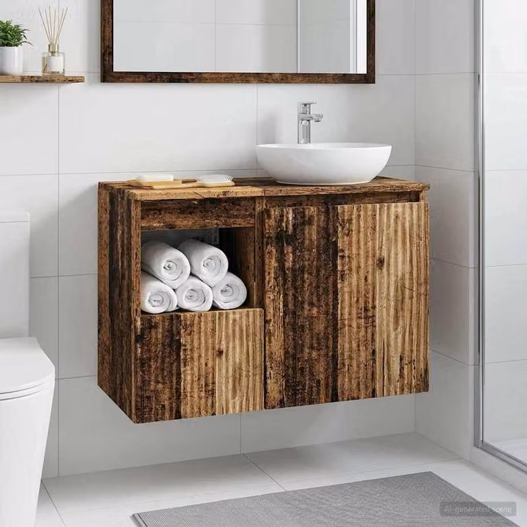 Mobile da bagno vidaXL in legno color marrone con ante a battente e ripiani interni L/P/H: 30 x 41 x 50 cm