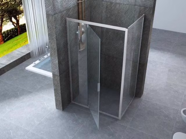 Box doccia Cristallo 6 mm 2 lati - Fisso piu' porta semi battente Trasparente - Misura: 90 x 90 x H190 cm