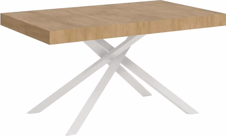 ITYHOME - Tavolo allungabile 140/224x80 cm Karida quercia natura gambe bianche