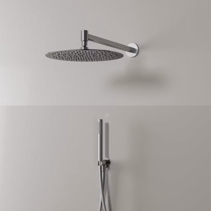 Set doccia Kronenbach modello 1, con soffione a testa di Ø 30 cm e doccetta a mano cilindrica