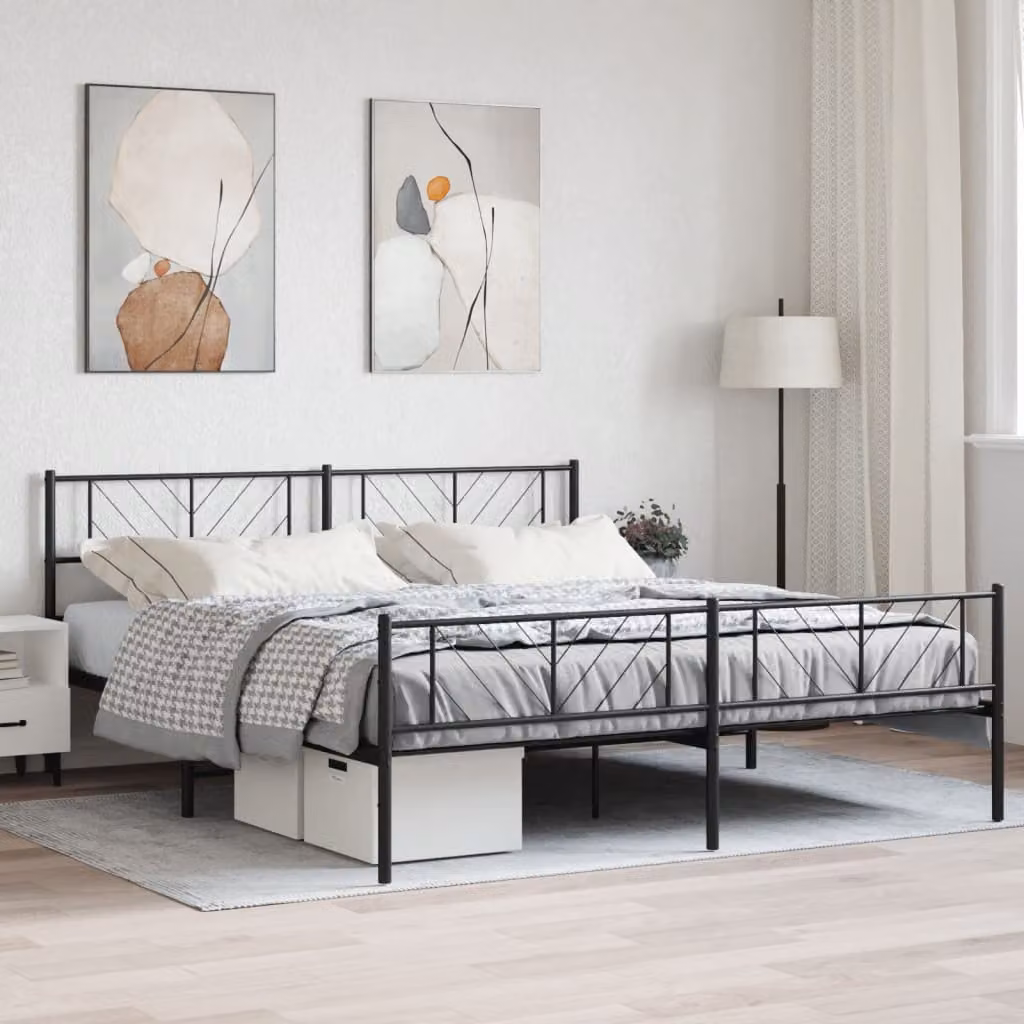 vidaXL Giroletto in metallo nero con pediera senza materasso L/P: 180 x 200 cm