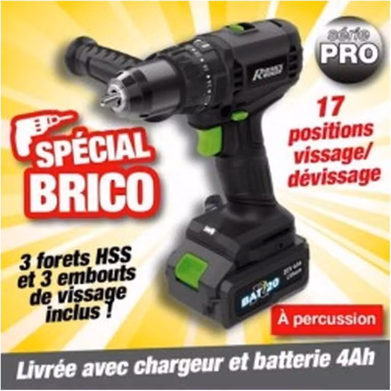 Trapano avvitatore a batteria 20v + batteria Ribimex PRBAT20/PRO4