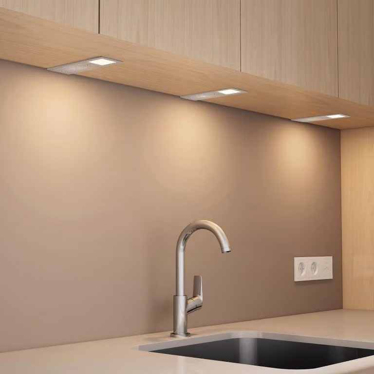 Arcchio Lampade LED per mobili Nortra, set da 3, grigio, color alluminio Nortra Arcchio, dimmerabile, Alluminio / Grigio / Zincato, Soggiorno / Sala da pranzo, Alluminio, Moderno, Lampade per mobili