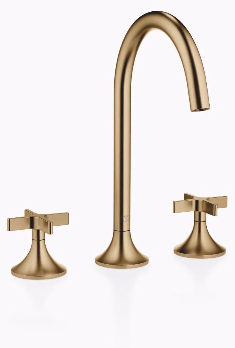 Dornbracht VAIA Mélangeur de lavabo à trois trous avec vidage, poignée croisillon, saillie 168mm, 20713809-39, 20713809-39