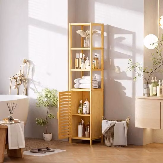 Opacchettatura per bagno - Modello angolare - 6 livelli - Bambù naturale