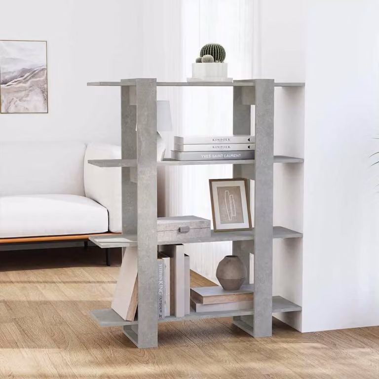 Libreria/Divisorio vidaXL Grigio Cemento L: 100 cm, P: 30 cm, H: 123,5 cm