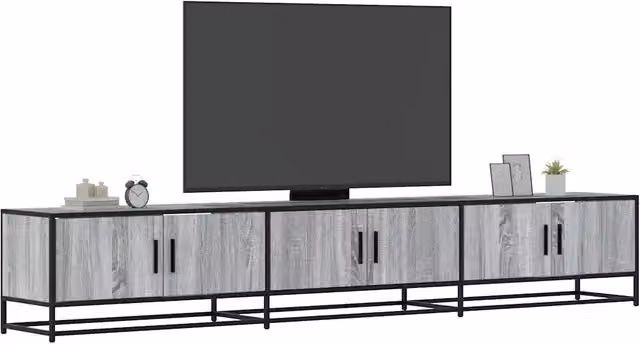 Mobile TV Industrial vidaXL in Legno e Metallo Grigio L: 240 cm, P: 35 cm, H: 41 cm – 1