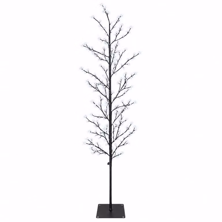 vidaXL Albero di Natale a betulla Nero 180 cm Acciaio 459 LED