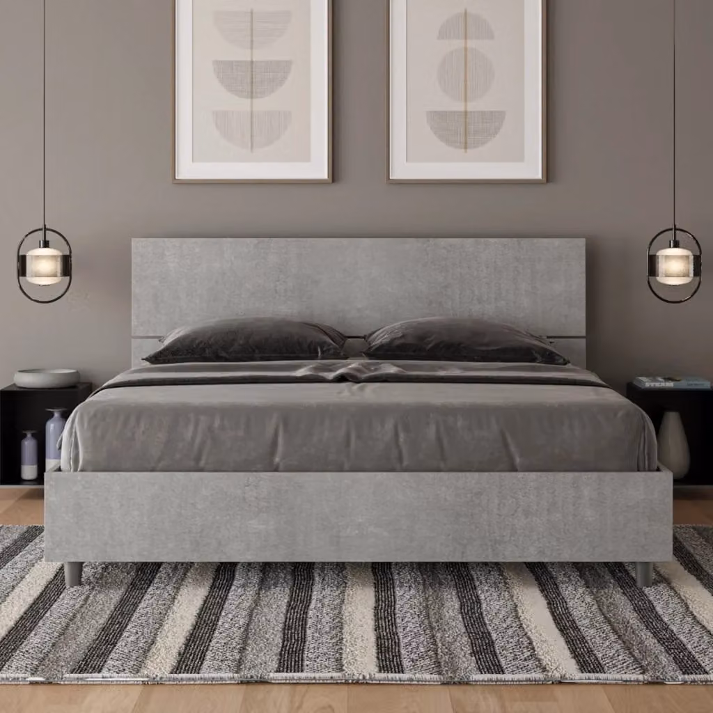 Letto Matrimoniale con Contenitore e Rete Demas GIORDANOSHOP Grigio L/P/H: 160 x 200 x 101 cm – 2