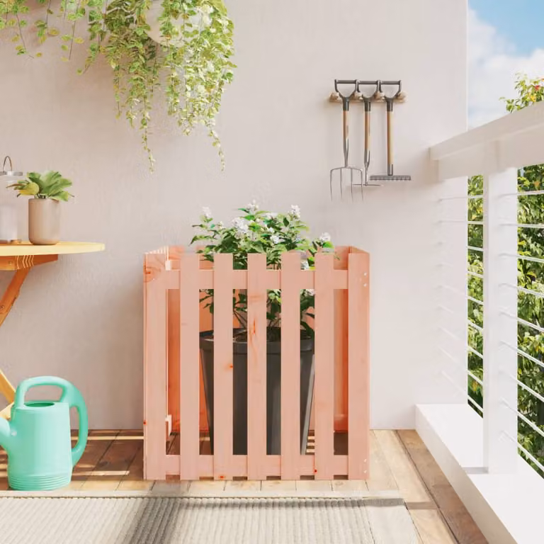 Fioriera da giardino con design a recinzione vidaXL in legno di Douglas massello, L/P/H: 70 x 70 x 70 cm