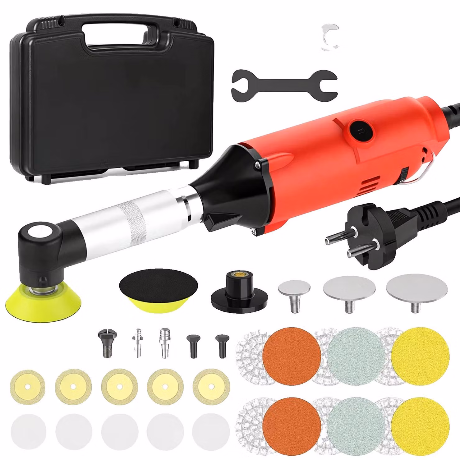Smerigliatrice angolare elettrica, 6 velocità, design ergonomico, set completo