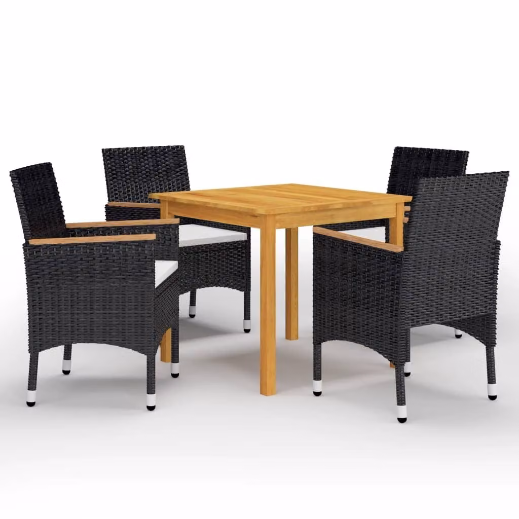 vidaXL Set da pranzo da giardino 5 pezzi nero