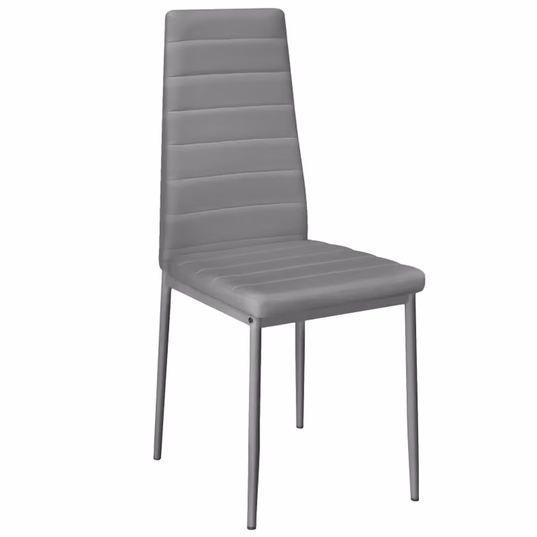 Set di 4 sedie da sala da pranzo moderne TecTake in pelle sintetica grigia con struttura in metallo e plastica