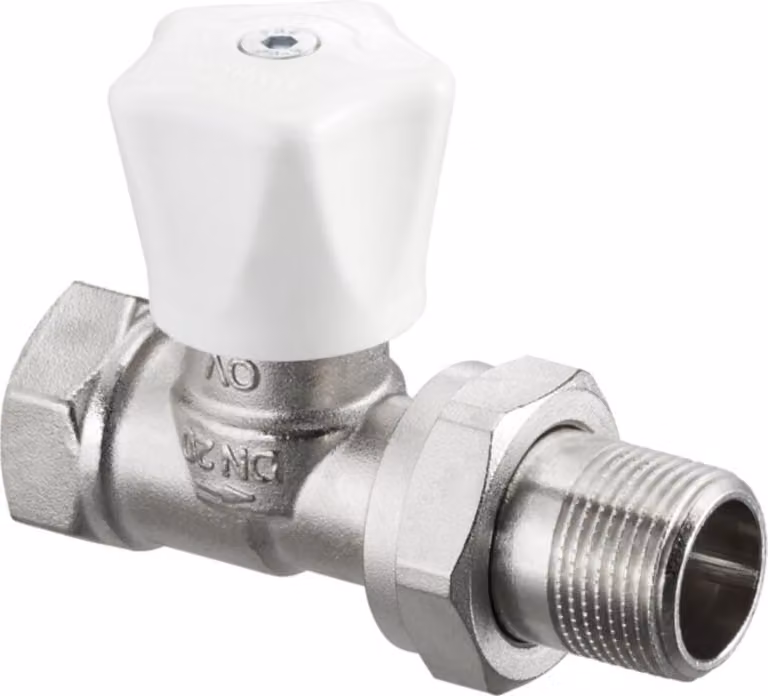Valvola di regolazione manuale Oventrop serie HRV PN 10, bianca, passante, DN 15, 1/2", misura ridotta