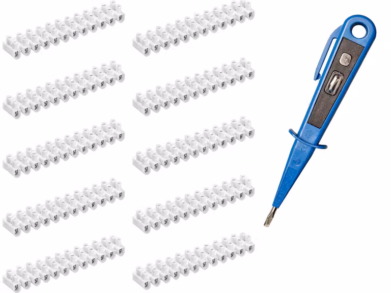 H + H Werkzeug: set di 10 morsetti a molla + 1 rilevatore di tensione/fase, modello 45300 V