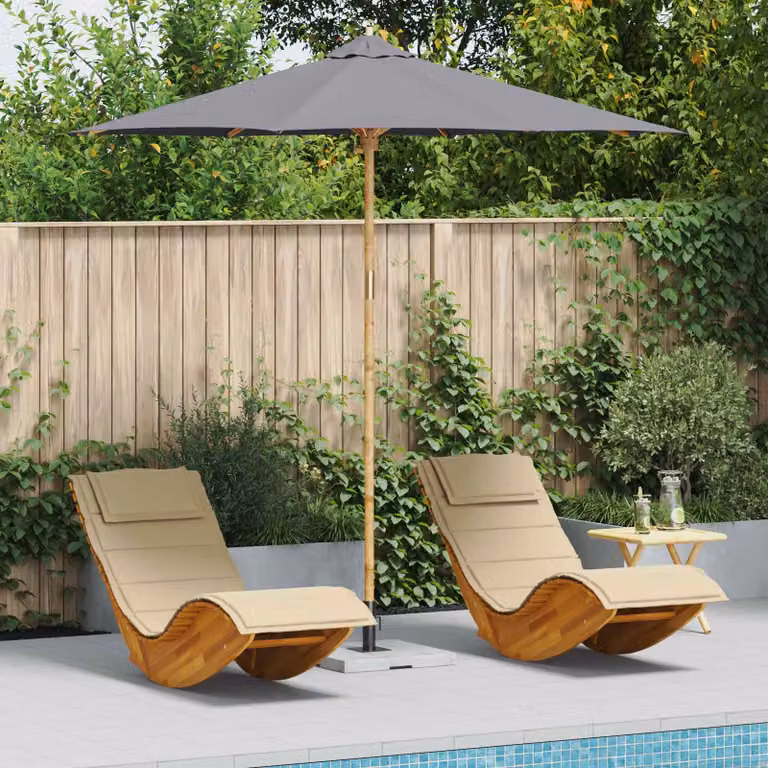 Ombrello da giardino vidaXL in bambù e poliestere grigio scuro Ø 270 cm, Altezza: 260 cm