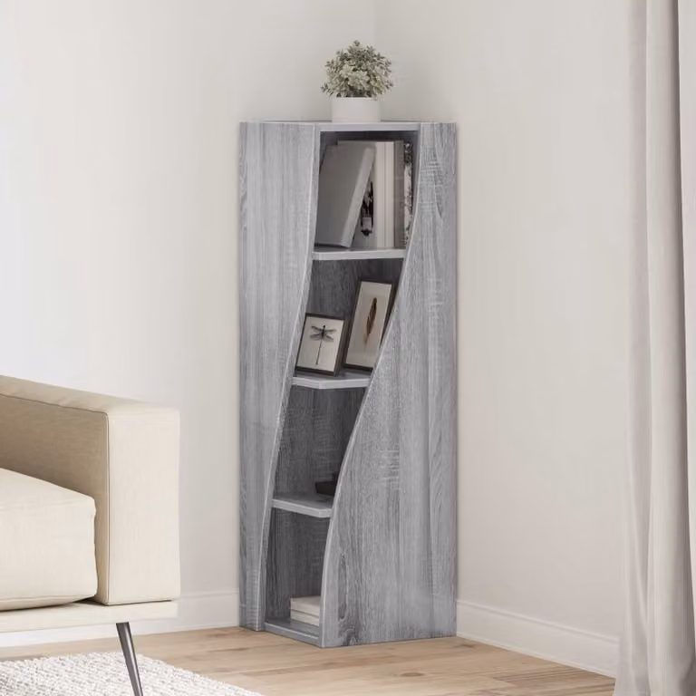 Mobile angolare vidaXL in legno ingegnerizzato Grigio Sonoma, L/P/H: 32 x 32 x 102 cm