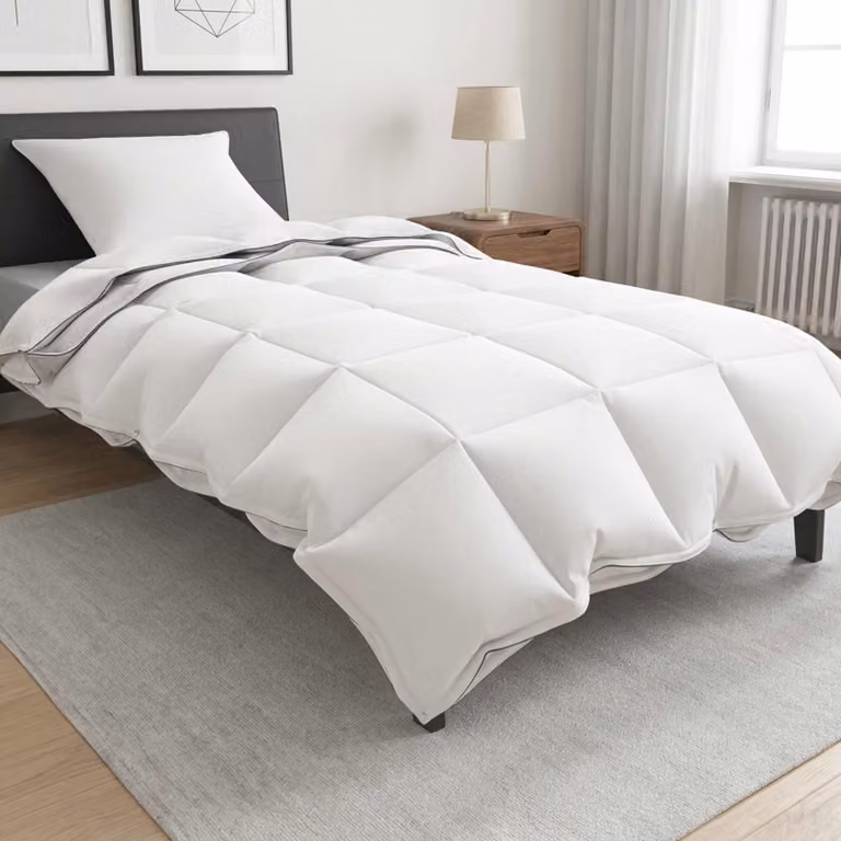 Set di piumoni e cuscini vidaXL bianchi in cotone, bambù e poliestere, L: 137 cm x P: 200 cm