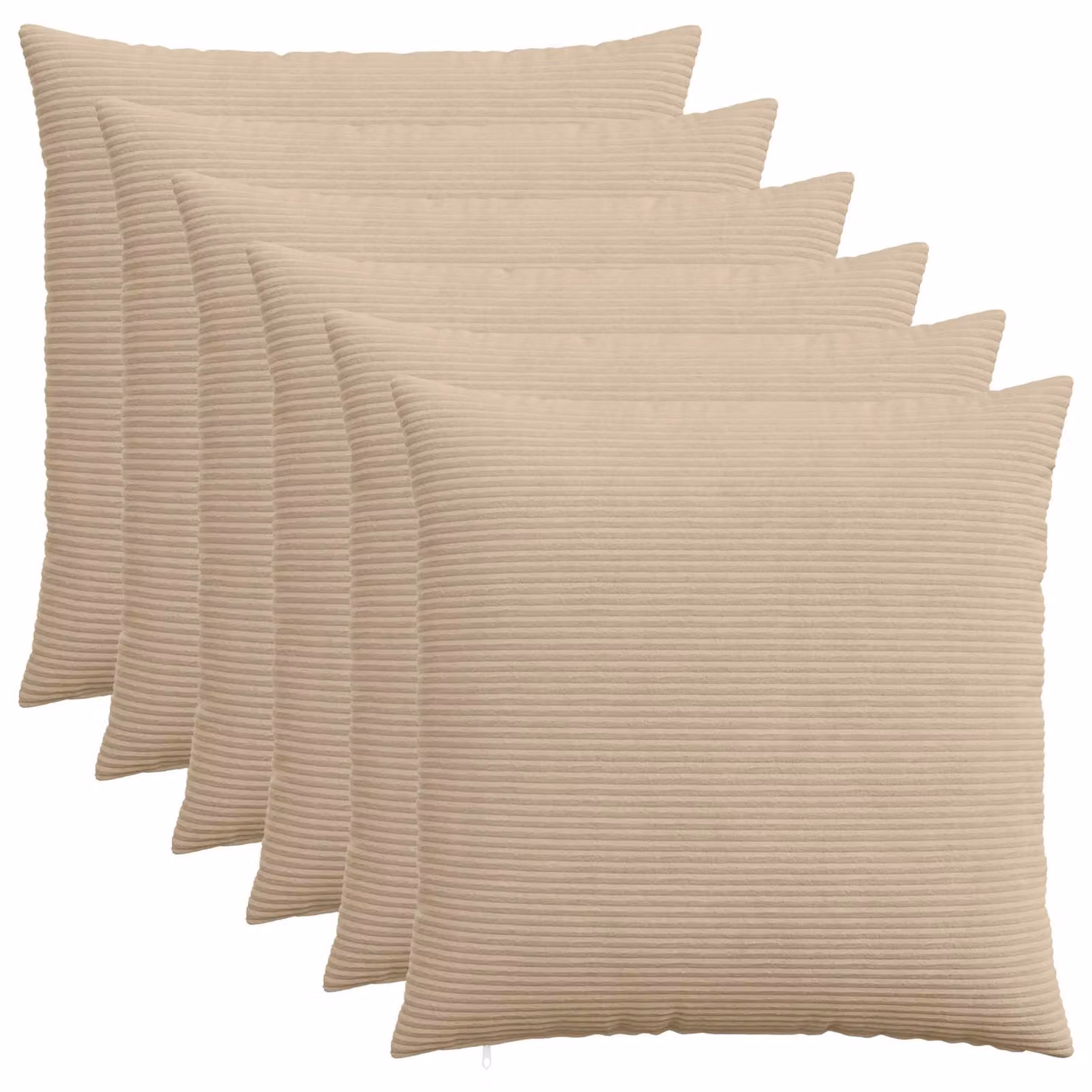 Set di 6 federe vidaXL HEERLEN in velluto a coste, colore tortora, 70 x 70 cm