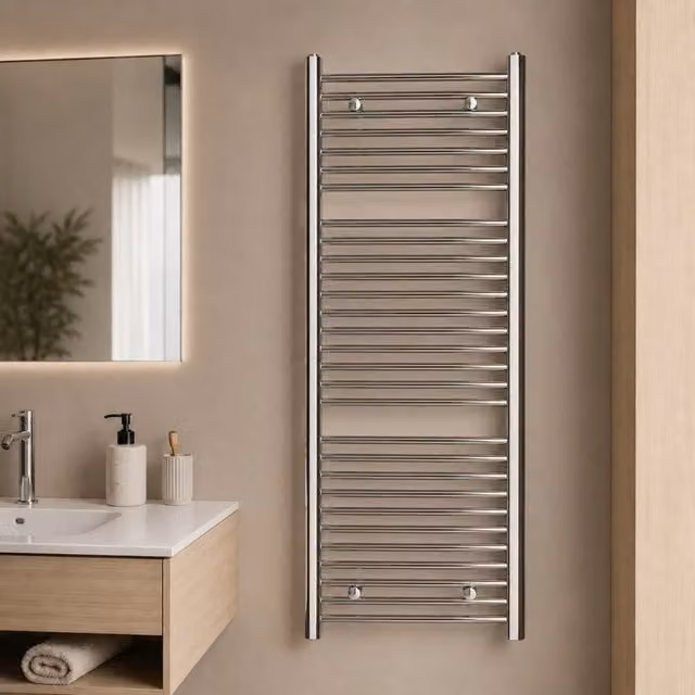 Termoarredo bagno cromato in acciaio per scaldasalviette a muro *** misure h1650xl600xi550 31 tubi, pezzi 1