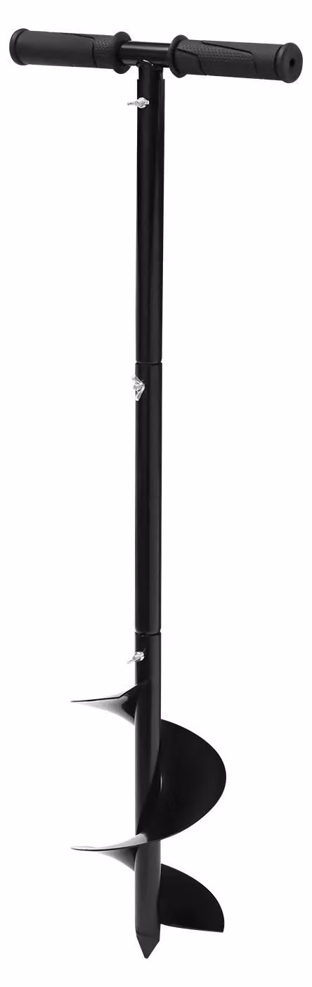 Trapano manuale per trivellare il terreno - Attrezzo per la creazione di fori per piante e pali - Con guanti antiscivolo - Per allentare il terreno - Per la concimazione - Dimensioni: 15 x 85 cm